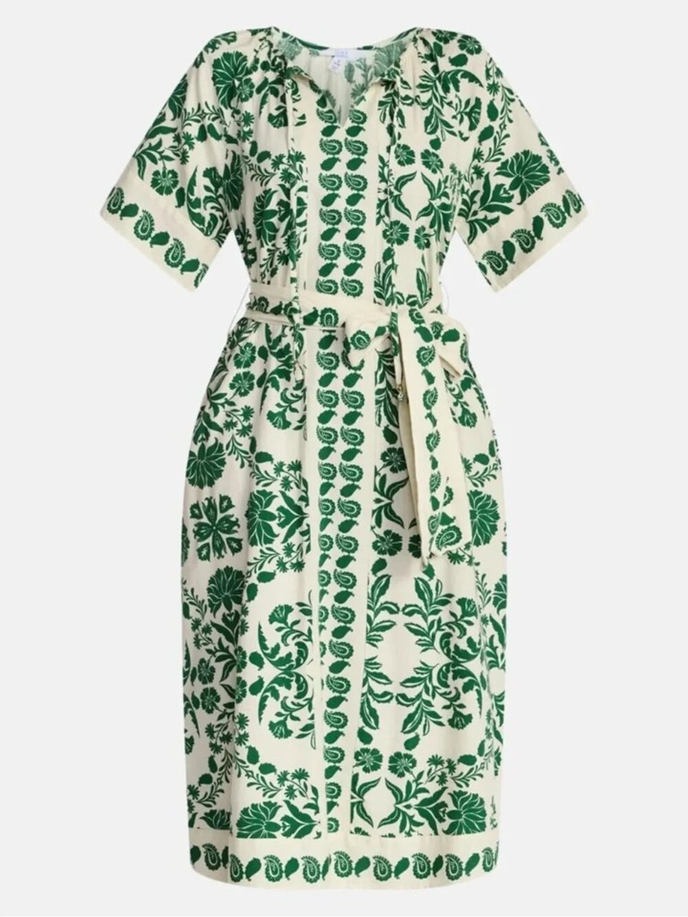 Relax Time and Tru Women’s Border Print Linen Blend Midi Dress, Sz XL
